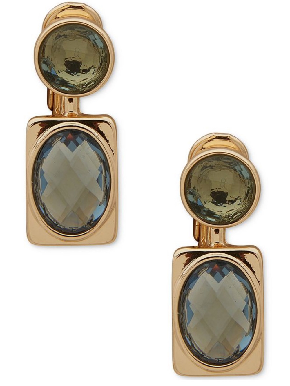 Anne Klein Gold-Tone Earrings with Green Faceted Stones